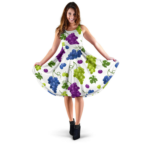 Grape Pattern Sleeveless Midi Dress
