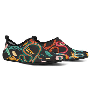 Colorful Snake Plant Pattern Aqua Shoes