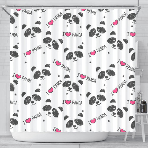 Hand Drawn Faces Of Pandas Pattern Shower Curtain Fulfilled In US