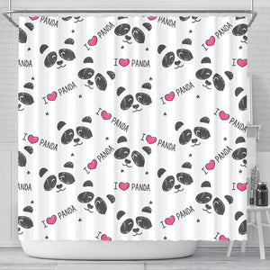 Hand Drawn Faces Of Pandas Pattern Shower Curtain Fulfilled In US