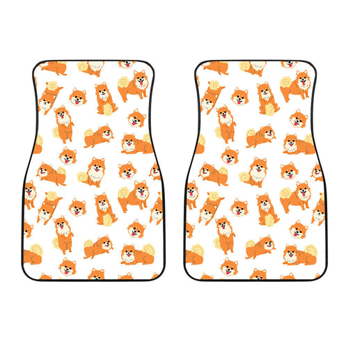 Brown Pomeranian Pattern Front Car Mats