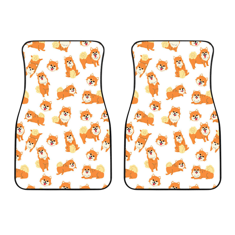 Brown Pomeranian Pattern Front Car Mats