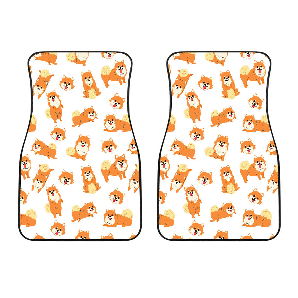 Brown Pomeranian Pattern Front Car Mats