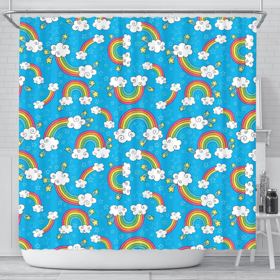 Rainbows Sky Clouds Pattern Shower Curtain Fulfilled In US