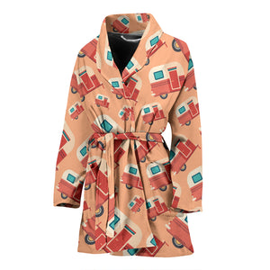 Camper Van Pattern Print Design 03 Women's Bathrobe
