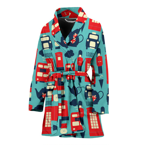 British Pattern Print Design 04 Women's Bathrobe