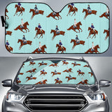 Horses Running Horses Rider Pattern Car Sun Shade