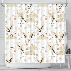 Beautiful Japanese Cranes Pattern Shower Curtain Fulfilled In US