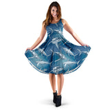 Shark Hand Drawn Sleeveless Midi Dress