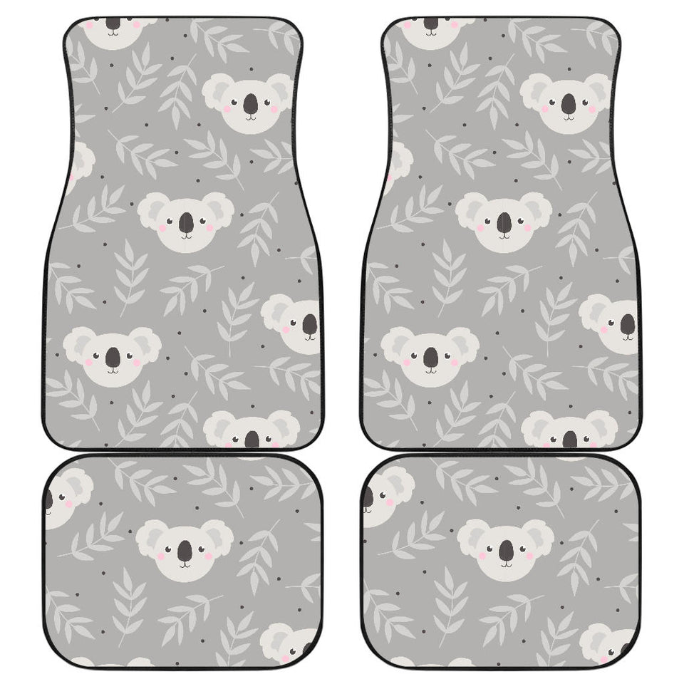 Cute Koala Leaves Pattern Front And Back Car Mats