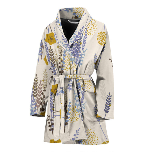 Lavender Modern Pattern Blackground Women'S Bathrobe