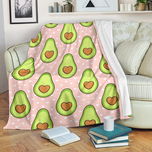 Avocado Heart Pink Background Premium Blanket