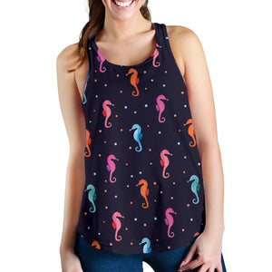 Watercolor colorful seahorse pattern Women Racerback Tank Top