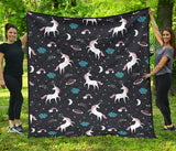 Unicorn Rainbows Moon Clound Star Pattern Premium Quilt