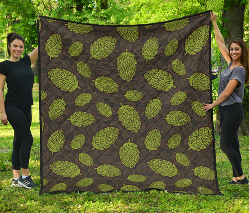 Hop Pattern Black Background Premium Quilt