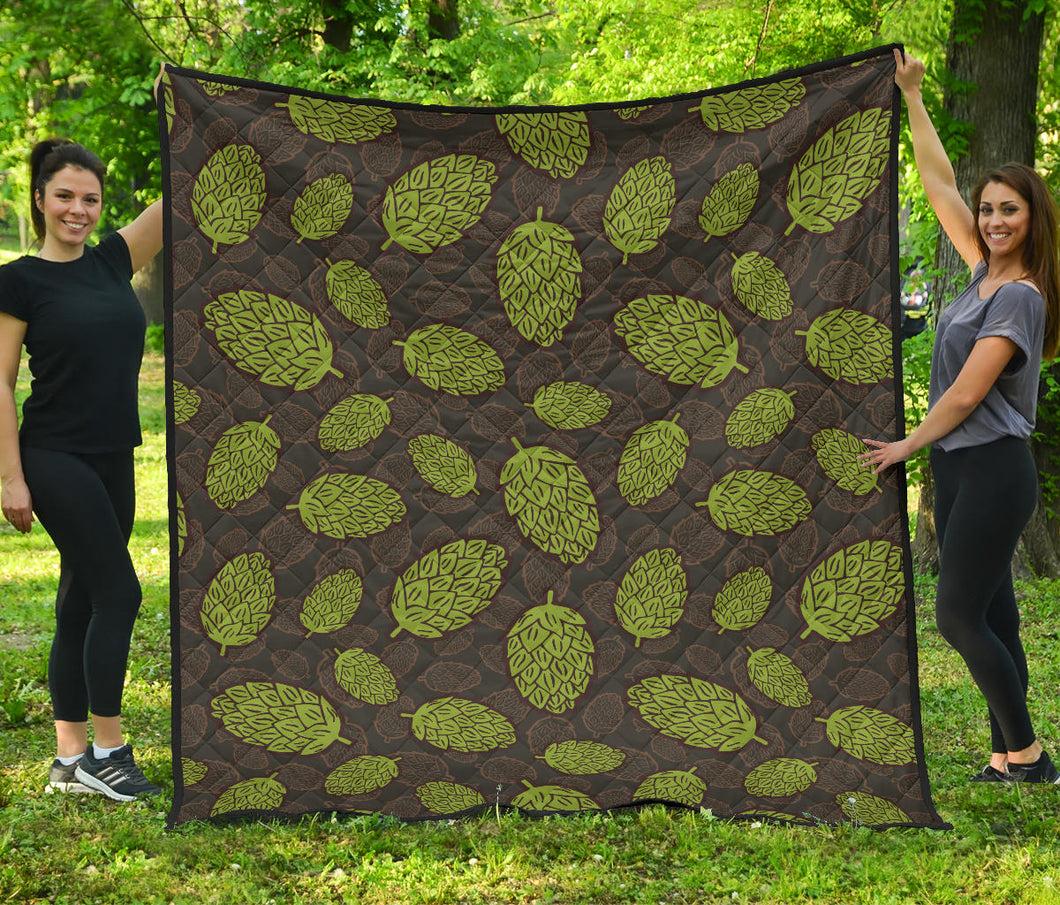 Hop Pattern Black Background Premium Quilt