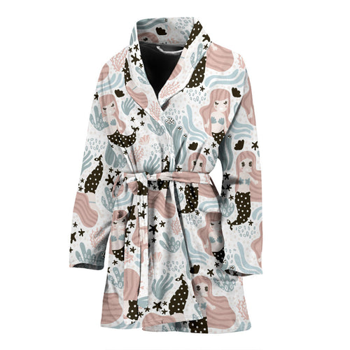 Cute Mermaid Pattern Women'S Bathrobe