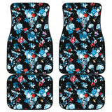 Skull Flower Roses Leave Pattern Front And Back Car Mats