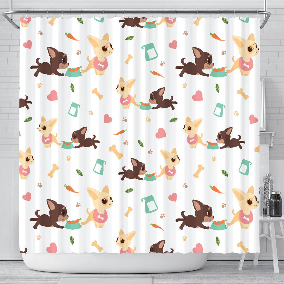 Cute Chihuahua Puppie Pattern Shower Curtain Fulfilled In US