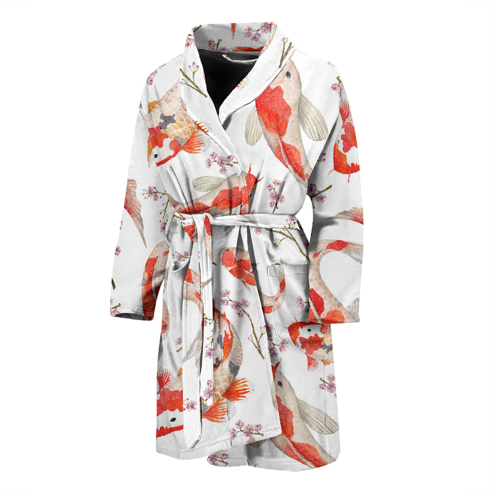 Watercolor Koi Fish Carp Fish Pattern Men'S Bathrobe