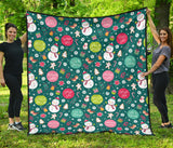 Snowman Bird Decorative Elements Christmas Pattern Premium Quilt