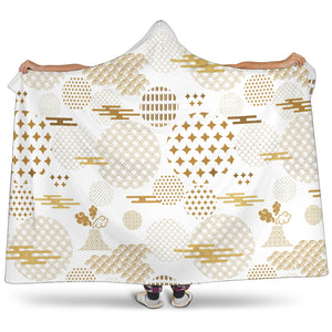 Beautiful Gold Japanese Pattern Hooded Blanket