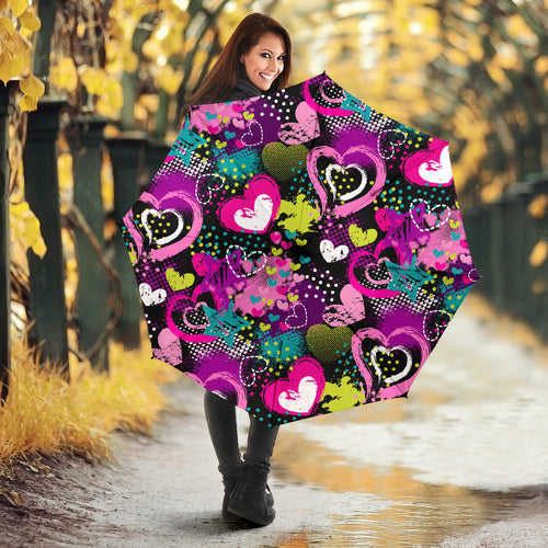 Heart Dot Wave Star Creative Design Pattern Umbrella