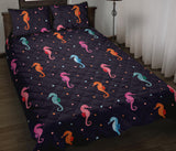 Watercolor colorful seahorse pattern Quilt Bed Set