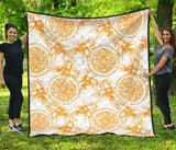 Hand Drawn Orange Fruit Pattern Premium Quilt