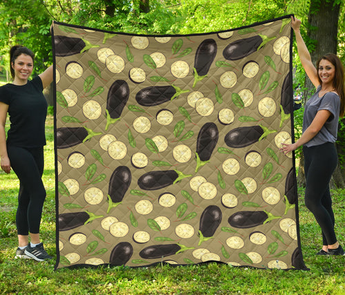 Eggplant Pattern Print Design 02 Premium Quilt