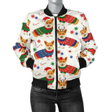 Corgi Christmas Pattern Women'S Bomber Jacket
