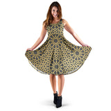Arabic Star Gold Pattern Sleeveless Midi Dress