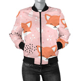 Cute Fox Pattern Pink Background Women'S Bomber Jacket