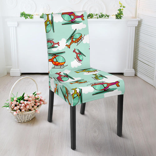 Helicopter Design Pattern Dining Chair Slipcover