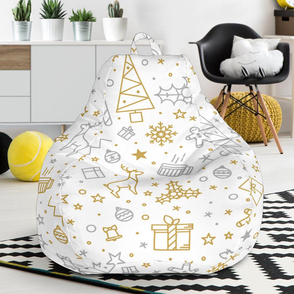 Christmas Tree Christmas Element Silver Gold Pattern Bean Bag Cover