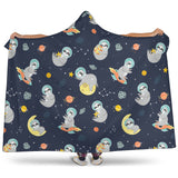 Cute Sloth Astronaut Star Planet Rocket Pattern Hooded Blanket