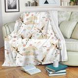 Beautiful Japanese Cranes Pattern Premium Blanket