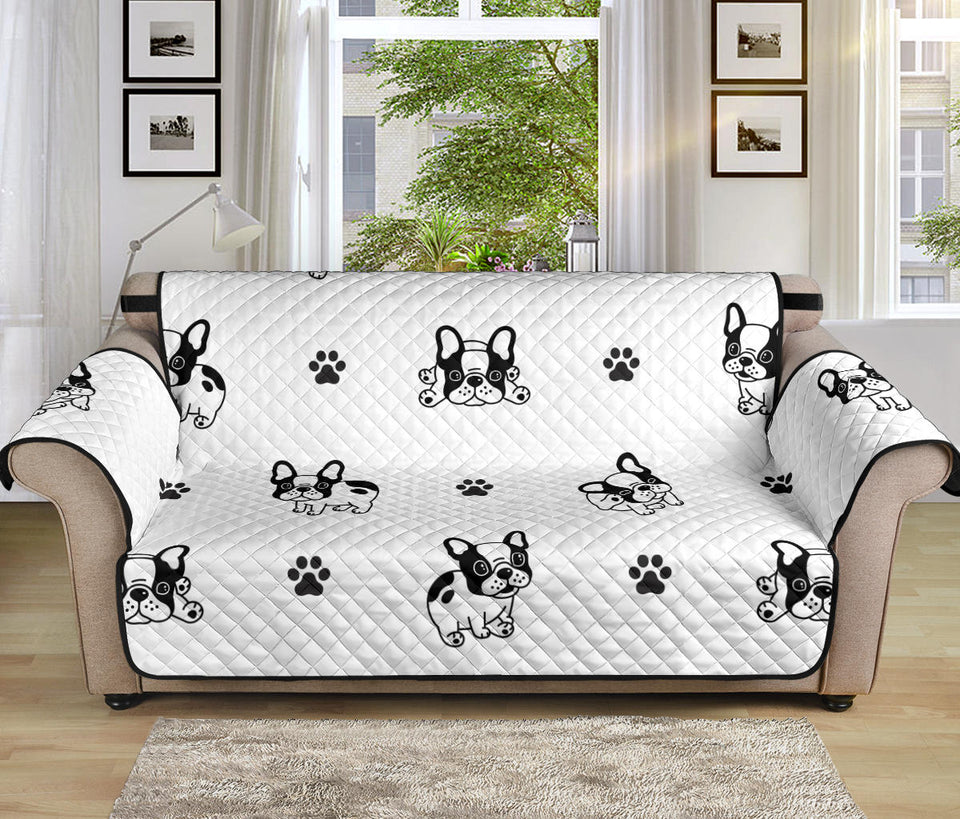 Cute french bulldog paw pattern Sofa Cover Protector