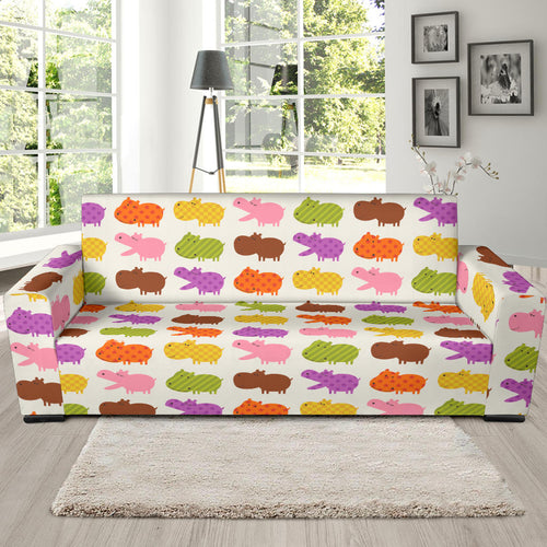 Hippopotamus Pattern Print Design 01 Sofa Slipcover