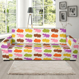 Hippopotamus Pattern Print Design 01 Sofa Slipcover