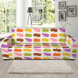 Hippopotamus Pattern Print Design 01 Sofa Slipcover