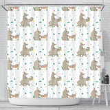 Cute Rhino Pattern Background Shower Curtain Fulfilled In US