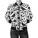Crow Dark Floral Pattern Women'S Bomber Jacket