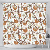 Sloths Hanging On The Tree Pattern Shower Curtain Fulfilled In US