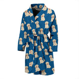 Golden Retriever Pattern Print Design 03 Men's Bathrobe