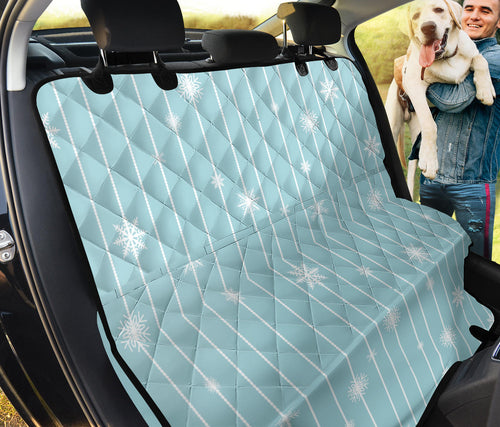 Snowflake Pattern Blue Stripe Background Dog Car Seat Covers