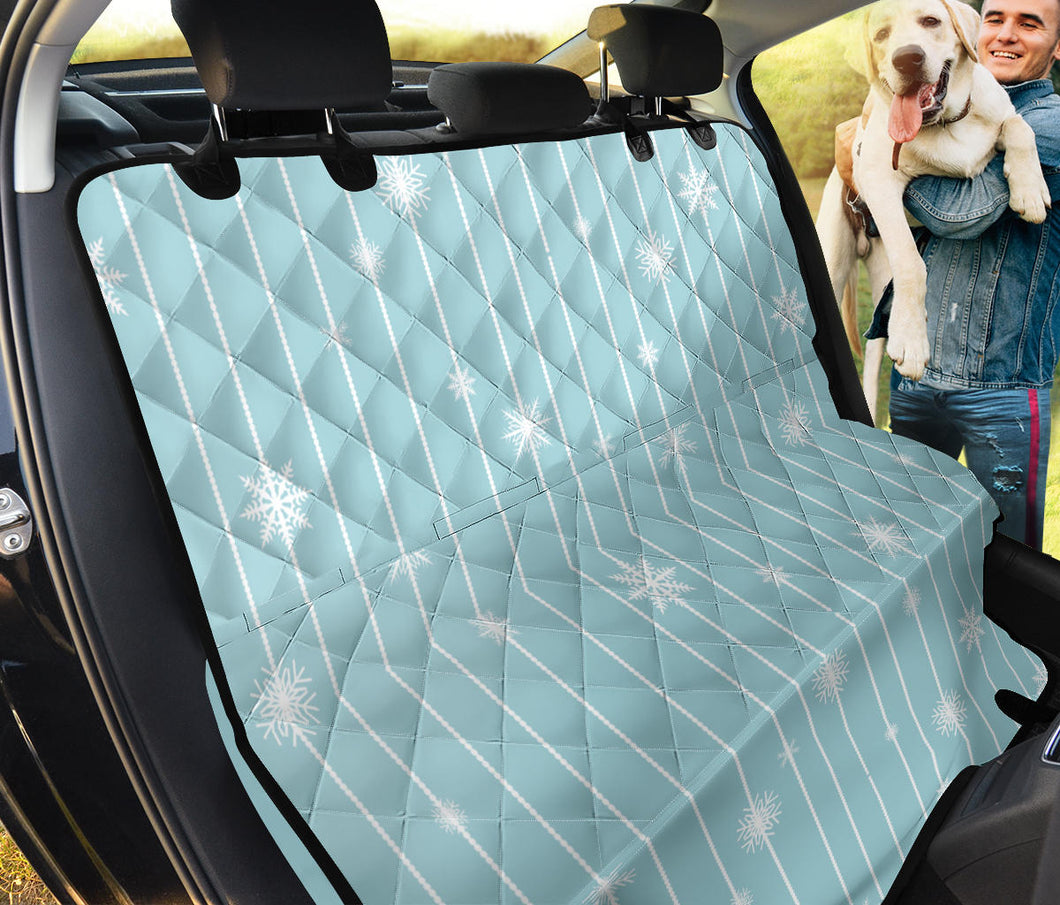 Snowflake Pattern Blue Stripe Background Dog Car Seat Covers