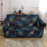 Beautiful Peacock Feather Pattern Loveseat Couch Slipcover
