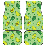 Avocado Pattern Green Background Front And Back Car Mats