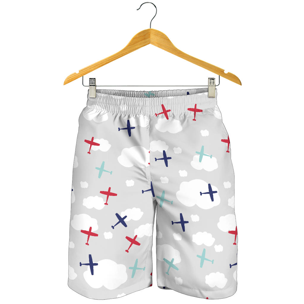 Airplane Cloud Grey Background Men Shorts